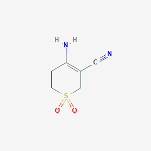 molecular formula C6H8N2O2S B13178410 4-Amino-1,1-dioxo-5,6-dihydro-2H-1lambda6-thiopyran-3-carbonitrile CAS No. 1306603-26-8