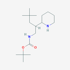molecular formula C17H34N2O2 B13178438 tert-butyl N-[4,4-dimethyl-2-(piperidin-2-yl)pentyl]carbamate 