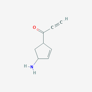 molecular formula C8H9NO B13178655 1-(4-Aminocyclopent-2-en-1-yl)prop-2-yn-1-one 