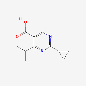 molecular formula C11H14N2O2 B13178683 2-Cyclopropyl-4-(propan-2-yl)pyrimidine-5-carboxylic acid 