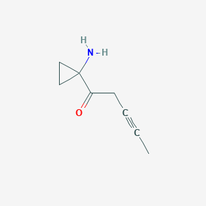 molecular formula C8H11NO B13178743 1-(1-Aminocyclopropyl)pent-3-yn-1-one 