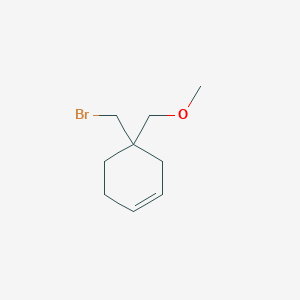 molecular formula C9H15BrO B13178749 4-(Bromomethyl)-4-(methoxymethyl)cyclohex-1-ene 