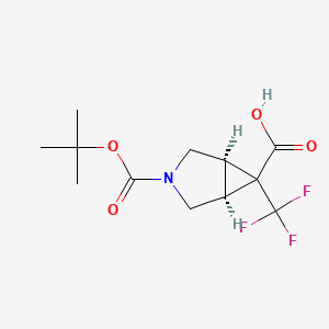 molecular formula C12H16F3NO4 B13178819 (1R,5S,6R)-3-[(tert-butoxy)carbonyl]-6-(trifluoromethyl)-3-azabicyclo[3.1.0]hexane-6-carboxylic acid 