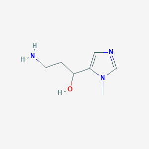 molecular formula C7H13N3O B13178855 3-amino-1-(1-methyl-1H-imidazol-5-yl)propan-1-ol 