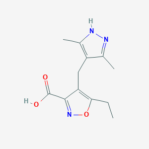 molecular formula C12H15N3O3 B1317887 4-[(3,5-dimethyl-1H-pyrazol-4-yl)methyl]-5-ethylisoxazole-3-carboxylic acid CAS No. 1032296-44-8