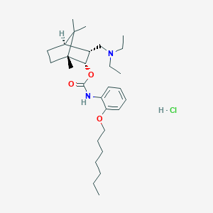 Carbamic acid, (2-(heptyloxy)phenyl)-, 3-((diethylamino)methyl)-1,7,7-trimethylbicyclo(2.2.1)hept-2-yl ester, monohydrochloride, (endo,endo)-(+-)-