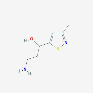 molecular formula C7H12N2OS B13179062 3-Amino-1-(3-methyl-1,2-thiazol-5-yl)propan-1-ol 