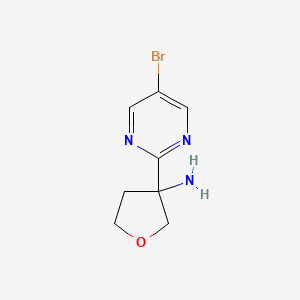molecular formula C8H10BrN3O B13179073 3-(5-Bromopyrimidin-2-yl)oxolan-3-amine 