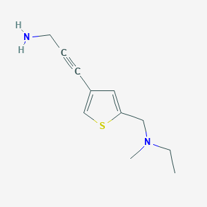 molecular formula C11H16N2S B13179140 3-(5-((Ethyl(methyl)amino)methyl)thiophen-3-yl)prop-2-yn-1-amine 