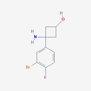 molecular formula C10H11BrFNO B13179148 3-Amino-3-(3-bromo-4-fluorophenyl)cyclobutan-1-ol 