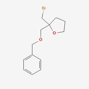 molecular formula C13H17BrO2 B13179150 2-[(Benzyloxy)methyl]-2-(bromomethyl)oxolane 