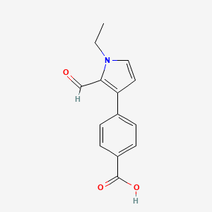 molecular formula C14H13NO3 B13179260 4-(1-Ethyl-2-formyl-1H-pyrrol-3-yl)benzoic acid 