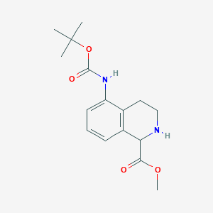 molecular formula C16H22N2O4 B13179299 Methyl 5-{[(tert-butoxy)carbonyl]amino}-1,2,3,4-tetrahydroisoquinoline-1-carboxylate 
