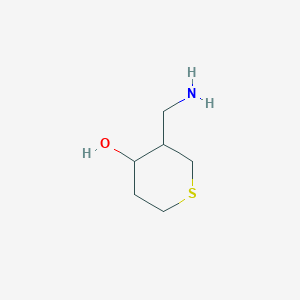 molecular formula C6H13NOS B13179330 3-(Aminomethyl)thian-4-ol 