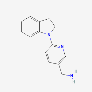 molecular formula C14H15N3 B1317943 [6-(2,3-Dihydro-1H-indol-1-yl)-3-pyridinyl]-methanamine CAS No. 953726-50-6