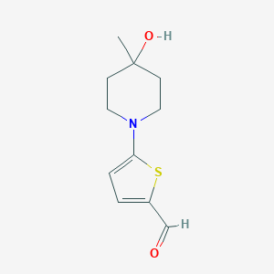 molecular formula C11H15NO2S B13179431 5-(4-Hydroxy-4-methylpiperidin-1-YL)thiophene-2-carbaldehyde 