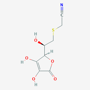 molecular formula C8H9NO5S B13179565 2-{[(2R)-2-[(2R)-3,4-dihydroxy-5-oxo-2,5-dihydrofuran-2-yl]-2-hydroxyethyl]sulfanyl}acetonitrile 