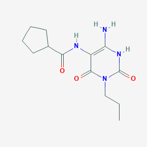 molecular formula C13H20N4O3 B131796 N-(6-Amino-2,4-dioxo-3-propyl-1,2,3,4-tetrahydropyrimidin-5-yl)cyclopentanecarboxamide CAS No. 152529-70-9