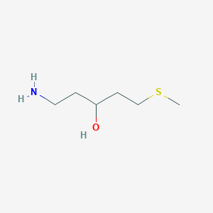 molecular formula C6H15NOS B13179635 1-Amino-5-(methylsulfanyl)pentan-3-ol 