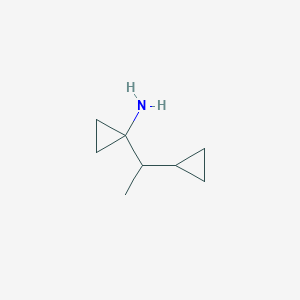 molecular formula C8H15N B13179645 1-(1-Cyclopropylethyl)cyclopropan-1-amine 