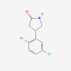 molecular formula C10H9BrClNO B13179687 4-(2-Bromo-5-chlorophenyl)pyrrolidin-2-one 