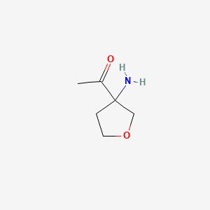 molecular formula C6H11NO2 B13179711 1-(3-Aminooxolan-3-yl)ethan-1-one 
