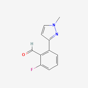 molecular formula C11H9FN2O B13179741 2-Fluoro-6-(1-methyl-1H-pyrazol-3-yl)benzaldehyde 