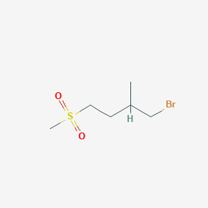 molecular formula C6H13BrO2S B13179792 1-Bromo-4-methanesulfonyl-2-methylbutane 