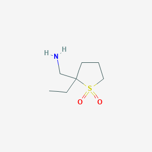 molecular formula C7H15NO2S B13179831 2-(Aminomethyl)-2-ethyl-1lambda6-thiolane-1,1-dione 