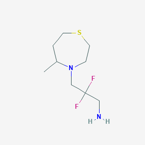 molecular formula C9H18F2N2S B13179835 2,2-Difluoro-3-(5-methyl-1,4-thiazepan-4-yl)propan-1-amine 