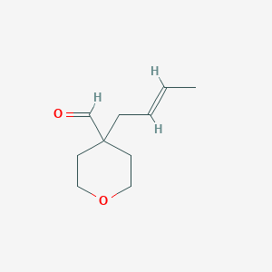 molecular formula C10H16O2 B13179903 4-(But-2-en-1-yl)oxane-4-carbaldehyde 