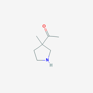 molecular formula C7H13NO B13179930 1-(3-Methylpyrrolidin-3-yl)ethan-1-one 