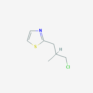molecular formula C7H10ClNS B13179963 2-(3-Chloro-2-methylpropyl)-1,3-thiazole 