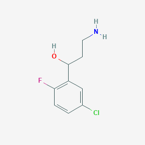 molecular formula C9H11ClFNO B13180116 3-Amino-1-(5-chloro-2-fluorophenyl)propan-1-ol 