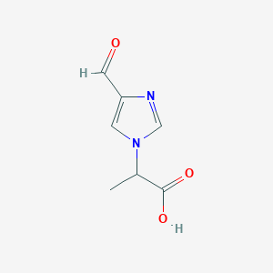 molecular formula C7H8N2O3 B13180143 2-(4-formyl-1H-imidazol-1-yl)propanoic acid 