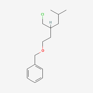 molecular formula C15H23ClO B13180145 ({[3-(Chloromethyl)-5-methylhexyl]oxy}methyl)benzene 