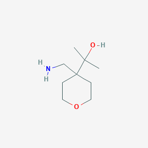molecular formula C9H19NO2 B13180313 2-[4-(Aminomethyl)oxan-4-yl]propan-2-ol 