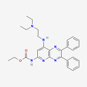 molecular formula C28H32N6O2 B13180419 ethyl N-[8-(2-diethylaminoethylamino)-2,3-diphenyl-pyrido[2,3-b]pyrazin-6-yl]carbamate 