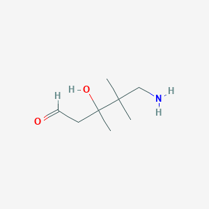 molecular formula C8H17NO2 B13180465 5-Amino-3-hydroxy-3,4,4-trimethylpentanal 