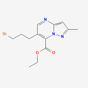 molecular formula C13H16BrN3O2 B13180473 Ethyl 6-(3-bromopropyl)-2-methylpyrazolo[1,5-a]pyrimidine-7-carboxylate 