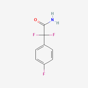 molecular formula C8H6F3NO B13180506 2,2-Difluoro-2-(4-fluorophenyl)acetamide 