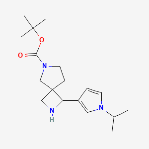 molecular formula C18H29N3O2 B13180520 tert-Butyl 1-[1-(propan-2-yl)-1H-pyrrol-3-yl]-2,6-diazaspiro[3.4]octane-6-carboxylate 