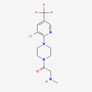 molecular formula C13H16ClF3N4O B13180581 1-{4-[3-Chloro-5-(trifluoromethyl)pyridin-2-yl]piperazin-1-yl}-2-(methylamino)ethan-1-one 
