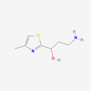 molecular formula C7H12N2OS B13180597 3-Amino-1-(4-methyl-1,3-thiazol-2-yl)propan-1-ol 