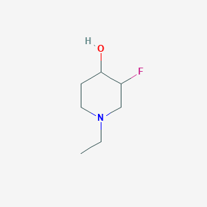 molecular formula C7H14FNO B13180627 1-Ethyl-3-fluoro-piperidin-4-OL CAS No. 1393100-34-9