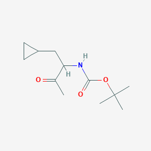 molecular formula C12H21NO3 B13180666 Tert-butyl N-(1-cyclopropyl-3-oxobutan-2-YL)carbamate 