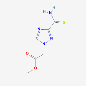 molecular formula C6H8N4O2S B13180689 methyl 2-(3-carbamothioyl-1H-1,2,4-triazol-1-yl)acetate CAS No. 1193387-92-6