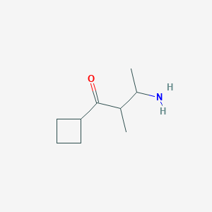 molecular formula C9H17NO B13180712 3-Amino-1-cyclobutyl-2-methylbutan-1-one 