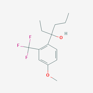 molecular formula C14H19F3O2 B13180731 3-[4-Methoxy-2-(trifluoromethyl)phenyl]hexan-3-ol 