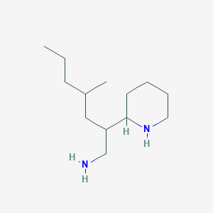 molecular formula C13H28N2 B13180742 4-Methyl-2-(piperidin-2-yl)heptan-1-amine 